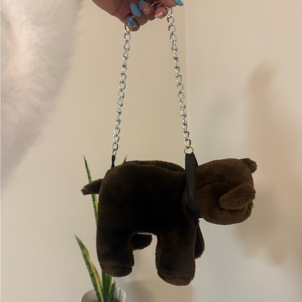 Brown Bear Purse with Chain Strap